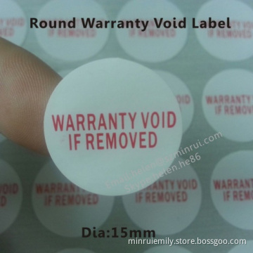 Tamper Proof Round Destructive Warranty Void Sticker,eggshell Paper Warranty Void If Removed Label Printing 